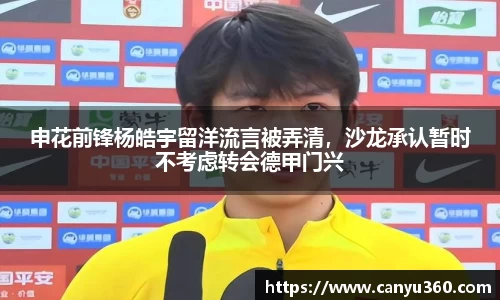 申花前锋杨皓宇留洋流言被弄清，沙龙承认暂时不考虑转会德甲门兴